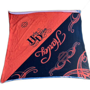 Harley Davidson Scarf Top Women's Orange Black Vintage Grunge